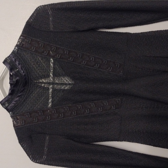 Free People Dark Charcoal Gray Victorian Bohemian Blouse Size XS - Picture 4 of 16